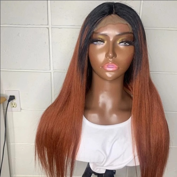 New 18inch Beautiful Soft Ginger Human Hair Blend Wig - Picture 2 of 6